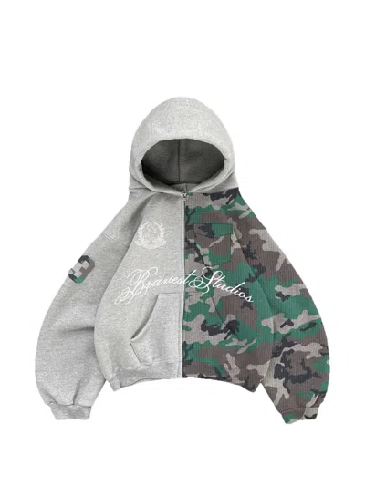 Bravest Studios Half Camo Zip-up Hoodie In 그레이