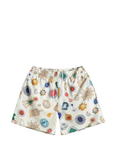 Bravest Studios Jewel-print Mesh Track Shorts In 화이트