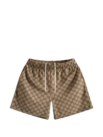 Bravest Studios Matrix Monogram-print Track Shorts In Brown