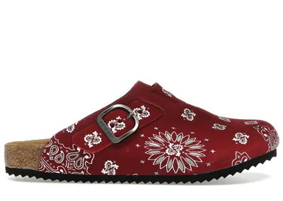 Pre-owned Bravest Studios Men's  Suede Paisley Clogs Sneakers In Burgundy