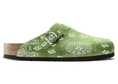 Pre-owned Bravest Studios Men's  Suede Paisley Clogs Sneakers In Olive
