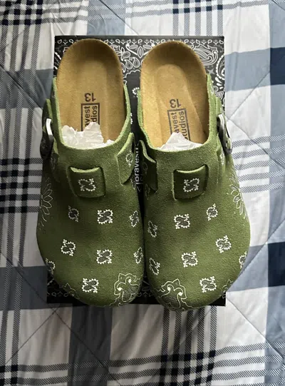 Pre-owned Bravest Studios Men's Clogs Paisley Green Shoes