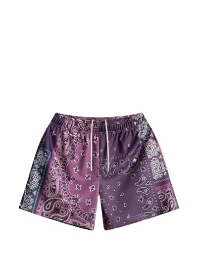 Bravest Studios Patchwork Paisley Track Shorts In Purple