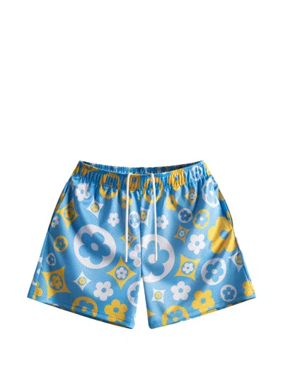 Bravest Studios Uni Flower-print Mesh Track Shorts In Multi