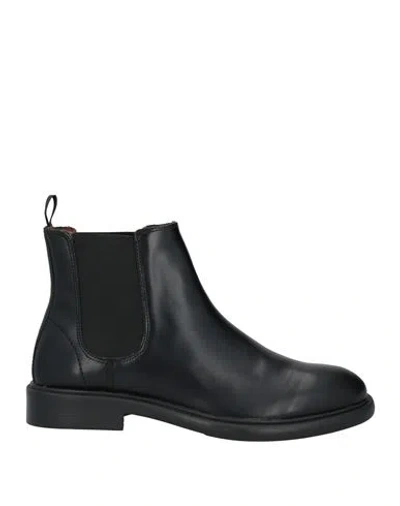 Brawn's Man Ankle Boots Black Size 8 Calfskin, Elastic Fibres