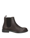BRAWN'S BRAWN'S MAN ANKLE BOOTS DARK BROWN SIZE 9 CALFSKIN, ELASTIC FIBRES