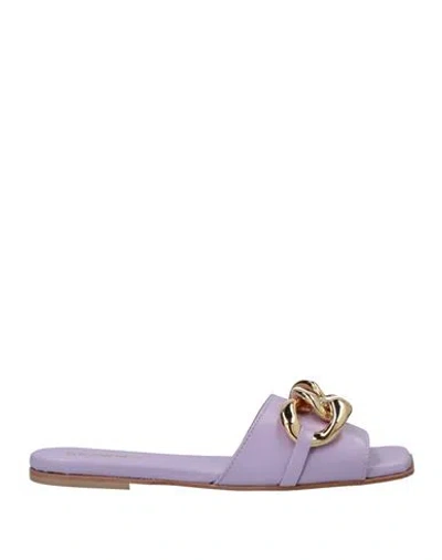 Brawn's Woman Sandals Lilac Size 6 Soft Leather In Purple