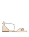 Brawn's Woman Thong Sandal Ivory Size 6 Leather, Textile Fibers In White