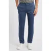 Brax Fabio Micropattern Flat Front Cotton Blend Pants In Navy