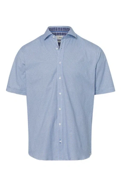 Brax Hardy Hi-flex Micropattern Short Sleeve Stretch Button-up Shirt In Multi