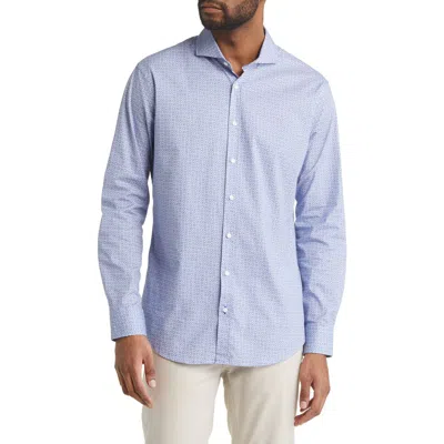 Brax Harold Geo Print Hi Flex Stretch Cotton Button-up Shirt In Blue