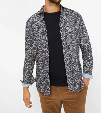 Brax Harold Modern Fit Button-down Shirt In Navy Floral In Blue