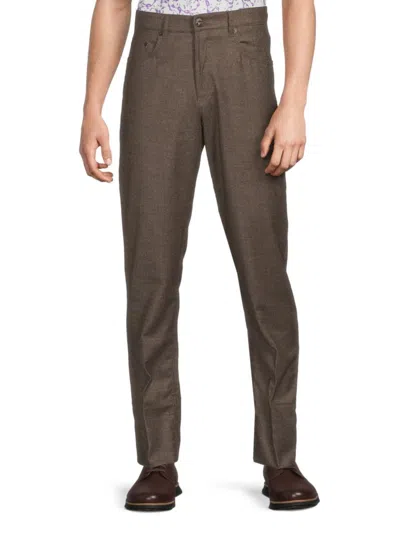 Brax Men's Cooper Flat Front Wool-blend Pants In Brown Houndstooth