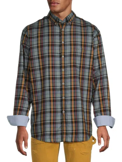 Brax Men's Daniel Plaid Shirt In Green Multi