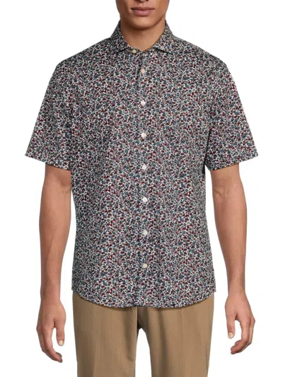 Brax Men's Hardy Printed Shirt In Dark Red
