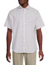 Brax Men's Hardyp Micro Print Short Sleeve Shirt In Red White Blue