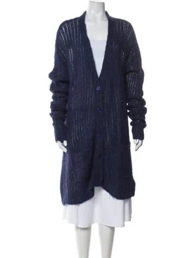 Pre-owned Brazeau Tricot Alpaca Coat In Blue