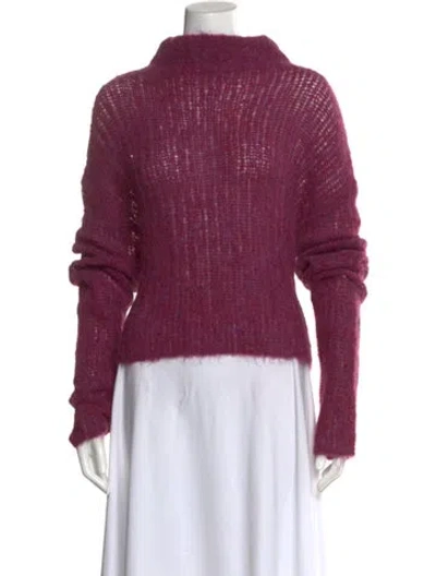 Pre-owned Brazeau Tricot Alpaca Mock Neck Sweater In Burgundy
