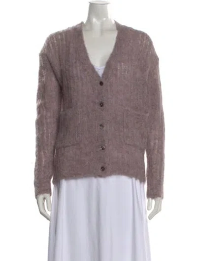 Pre-owned Brazeau Tricot Alpaca V-neck Sweater In Purple