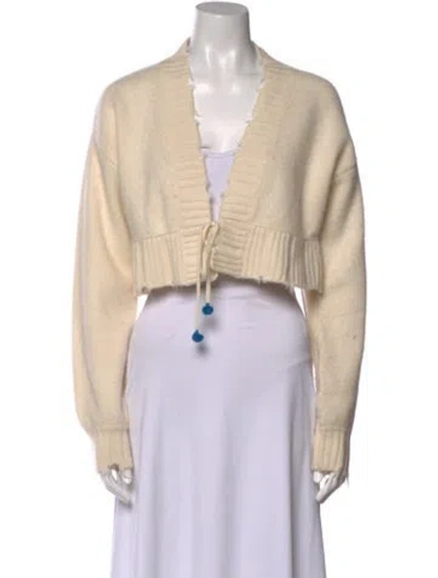 Pre-owned Brazeau Tricot Cashmere Open Front Sweater In Neutral