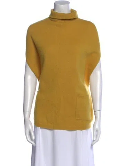Pre-owned Brazeau Tricot Cashmere Turtleneck Sweater In Yellow