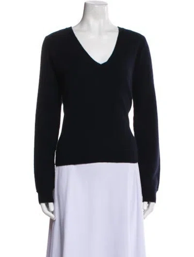 Pre-owned Brazeau Tricot Cashmere V-neck Sweater In Black