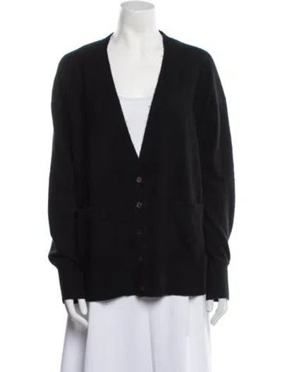 Pre-owned Brazeau Tricot Cashmere V-neck Sweater In Black