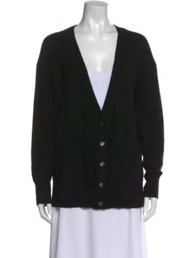 Pre-owned Brazeau Tricot Cashmere V-neck Sweater In Black