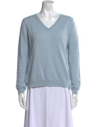 Pre-owned Brazeau Tricot Cashmere V-neck Sweater In Blue