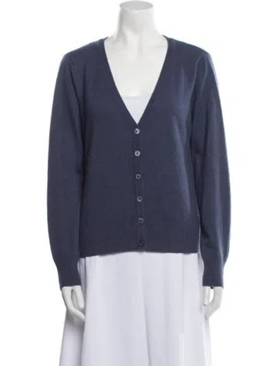 Pre-owned Brazeau Tricot Cashmere V-neck Sweater In Blue