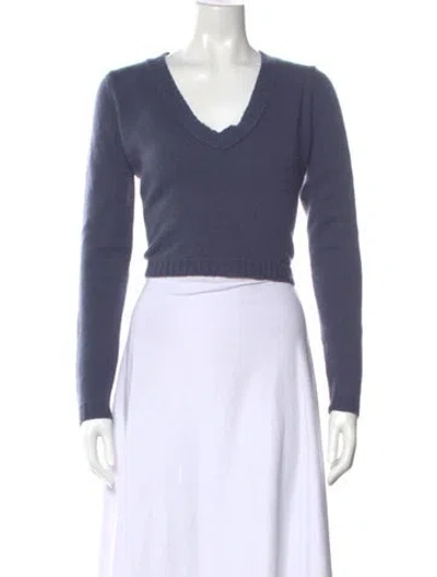 Pre-owned Brazeau Tricot Cashmere V-neck Sweater In Blue