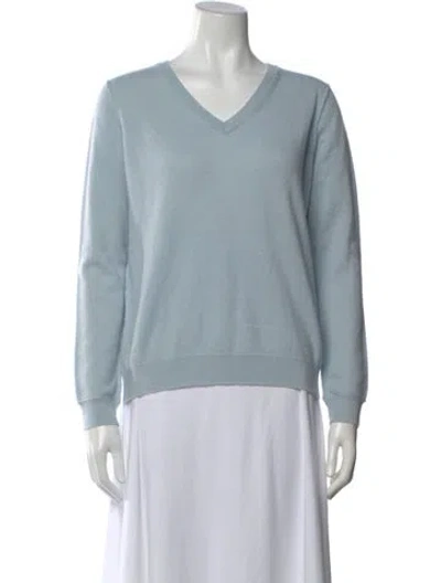 Pre-owned Brazeau Tricot Cashmere V-neck Sweater In Blue