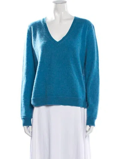 Pre-owned Brazeau Tricot Cashmere V-neck Sweater In Blue