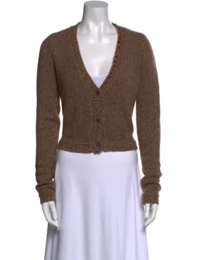 Pre-owned Brazeau Tricot Cashmere V-neck Sweater In Brown