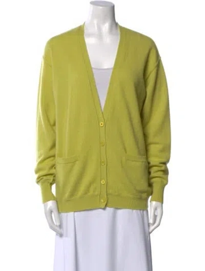 Pre-owned Brazeau Tricot Cashmere V-neck Sweater In Green