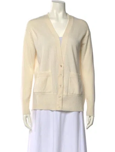 Pre-owned Brazeau Tricot Cashmere V-neck Sweater In Neutral