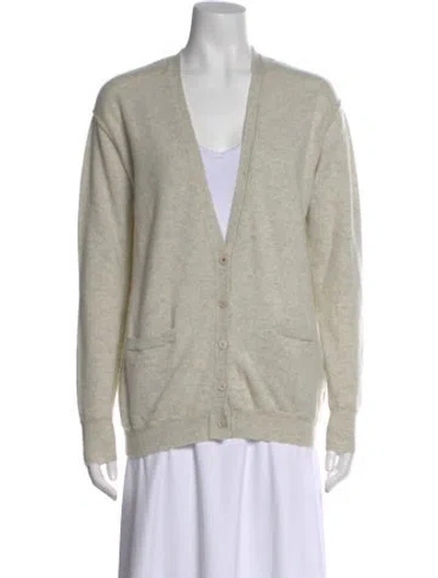 Pre-owned Brazeau Tricot Cashmere V-neck Sweater In Neutral
