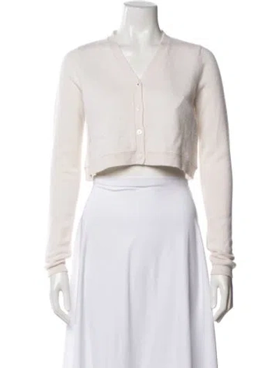 Pre-owned Brazeau Tricot Cashmere V-neck Sweater In Neutrals