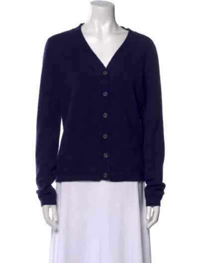 Pre-owned Brazeau Tricot Cashmere V-neck Sweater In Purple