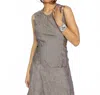Brazeau Tricot Cotton Silk Wrinkle Knotted Back Tank Top In Caviar In Gray
