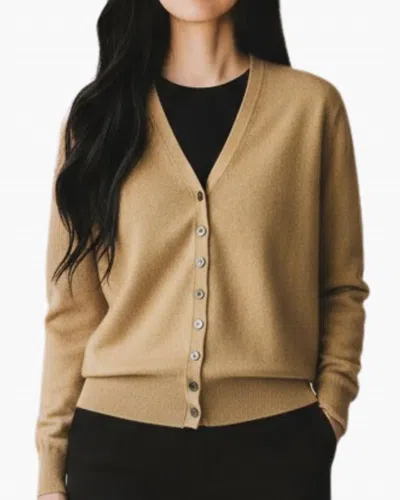 Brazeau Tricot Royal Milan Cardigan In Caramel In Multi