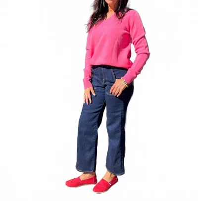 Brazeau Tricot Royal V Neck Sweater In Kiss In Pink