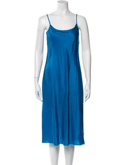 Pre-owned Brazeau Tricot Scoop Neck Midi Length Dress In Blue