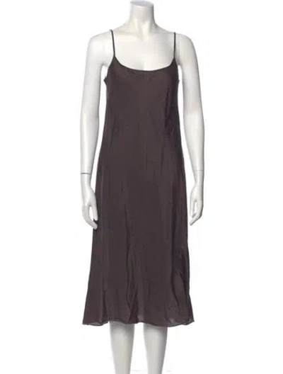 Pre-owned Brazeau Tricot Scoop Neck Midi Length Dress In Gray