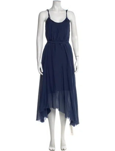 Pre-owned Brazeau Tricot Silk Long Dress In Blue