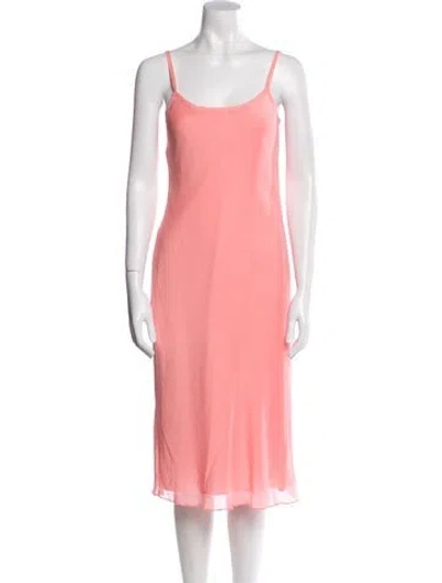 Pre-owned Brazeau Tricot Silk Midi Length Dress In Pink