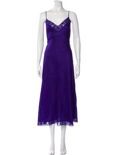 Pre-owned Brazeau Tricot V-neck Long Dress In Purple