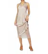 Brazeau Tricot Women's Silk Charmeuse Racer Back Midi Dress In Dune In Multi