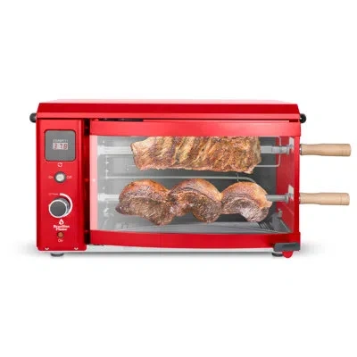 Brazilian Flame 21" W X 12.4" D Indoor/outdoor Use Single Burner Freestanding Electric Grill In Red
