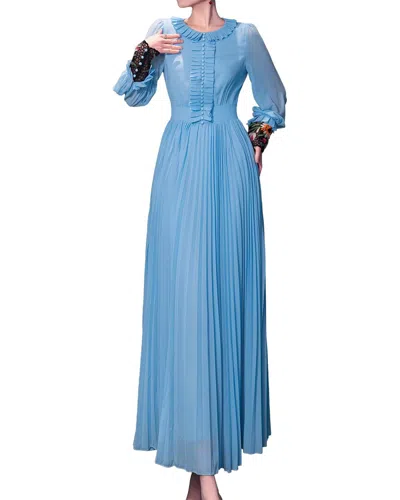 Brc By Burryco Long Sleeve Solid Maxi Dress In Blue